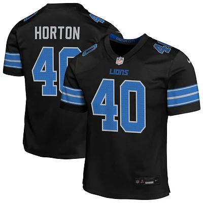 Zach Horton Youth Nike Black Detroit Lions Alternate Custom Game Jersey