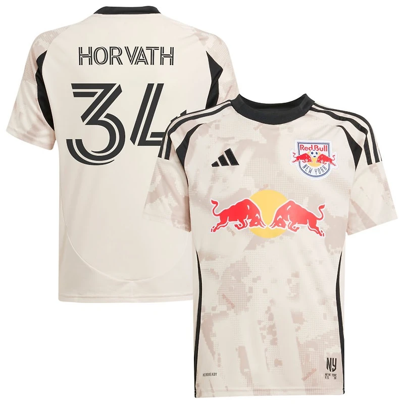 Ethan Horvath Youth adidas  Tan New York Red Bulls 2025 Stone Kit Replica Custom Jersey