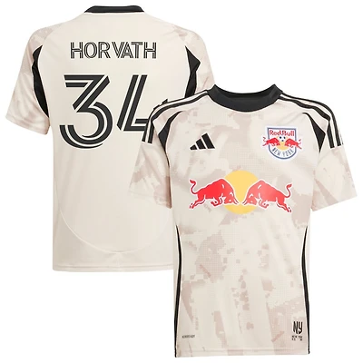 Ethan Horvath Youth adidas Tan New York Red Bulls 2025 Stone Kit Replica Custom Jersey