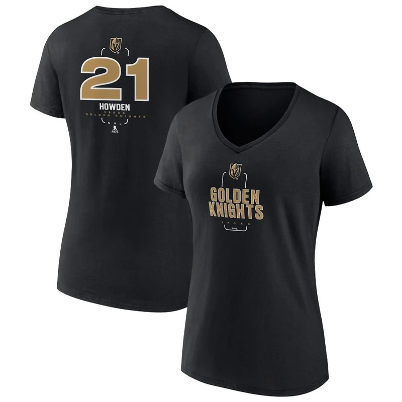Women's Black Vegas Golden Knights Personalized Name & Number Midfielder V-Neck T-Shirt