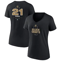 Women's Black Vegas Golden Knights Personalized Name & Number Midfielder V-Neck T-Shirt