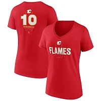 Women's Red Calgary Flames Personalized Name & Number Midfielder V-Neck T-Shirt