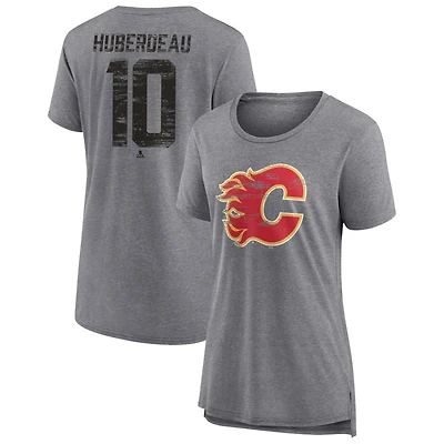 Women's Gray Calgary Flames Heritage Custom Tri-Blend T-Shirt