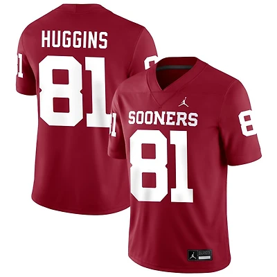 Will Huggins Men's Jordan Brand Crimson Oklahoma Sooners NIL Pick-A-Player Football Replica Jersey
