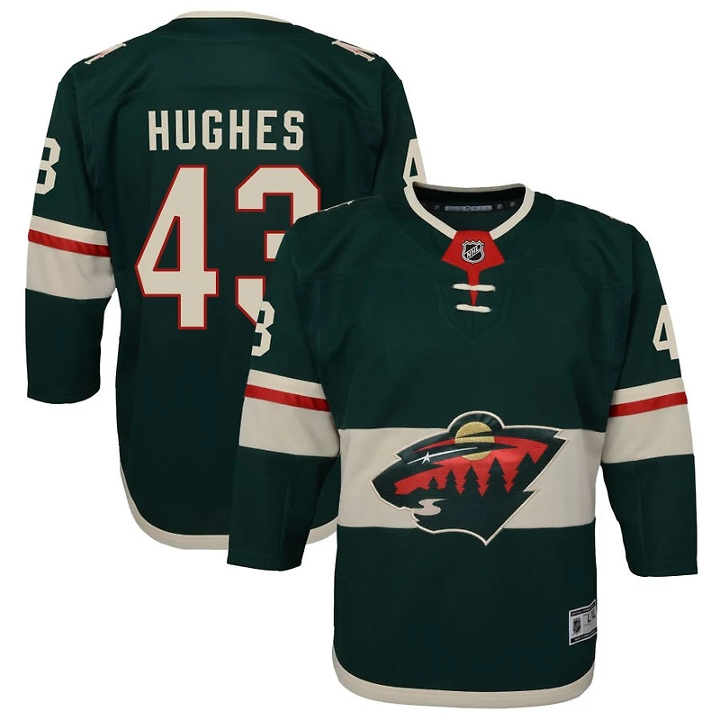 Quinn Hughes Youth Green Minnesota Wild Home Premier Custom Jersey