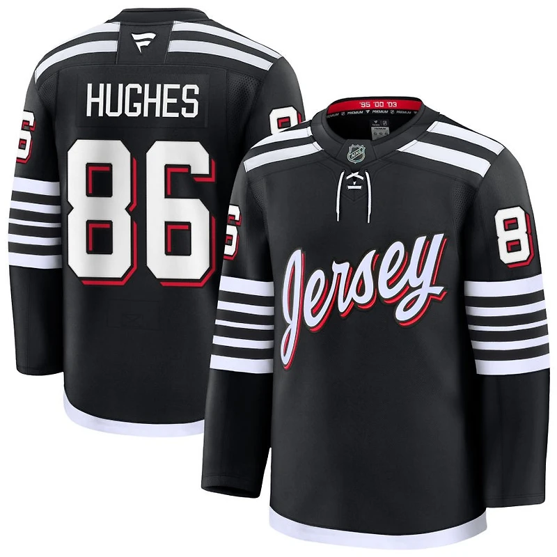 Jack Hughes Men's Fanatics Black New Jersey Devils Alternate Premium Custom Jersey