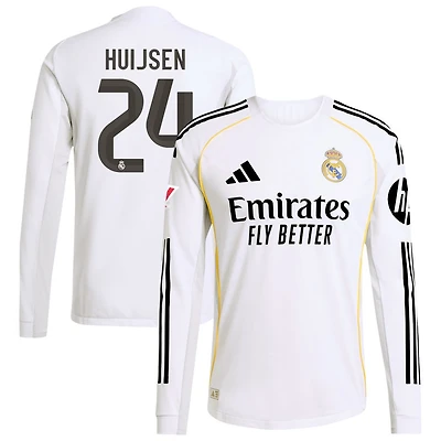 Dean Huijsen Men's adidas White Real Madrid 2025/26 Home Authentic Long Sleeve Custom Jersey