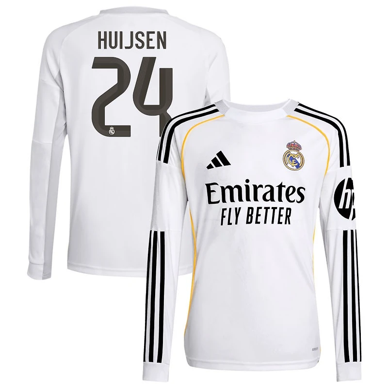 Dean Huijsen Youth adidas White Real Madrid 2025/26 Home Replica Long Sleeve Custom Jersey