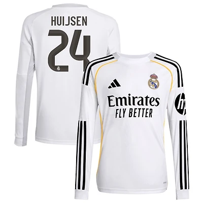 Dean Huijsen Youth adidas White Real Madrid 2025/26 Home Replica Long Sleeve Custom Jersey