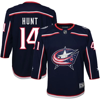 Daemon Hunt Youth Navy Columbus Blue Jackets Home Premier Custom Jersey