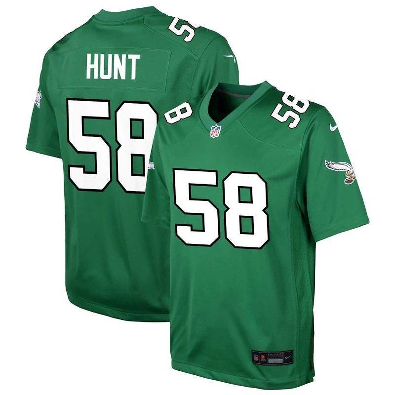 Jalyx Hunt Youth Nike Kelly Green Philadelphia Eagles Alternate Custom Game Jersey