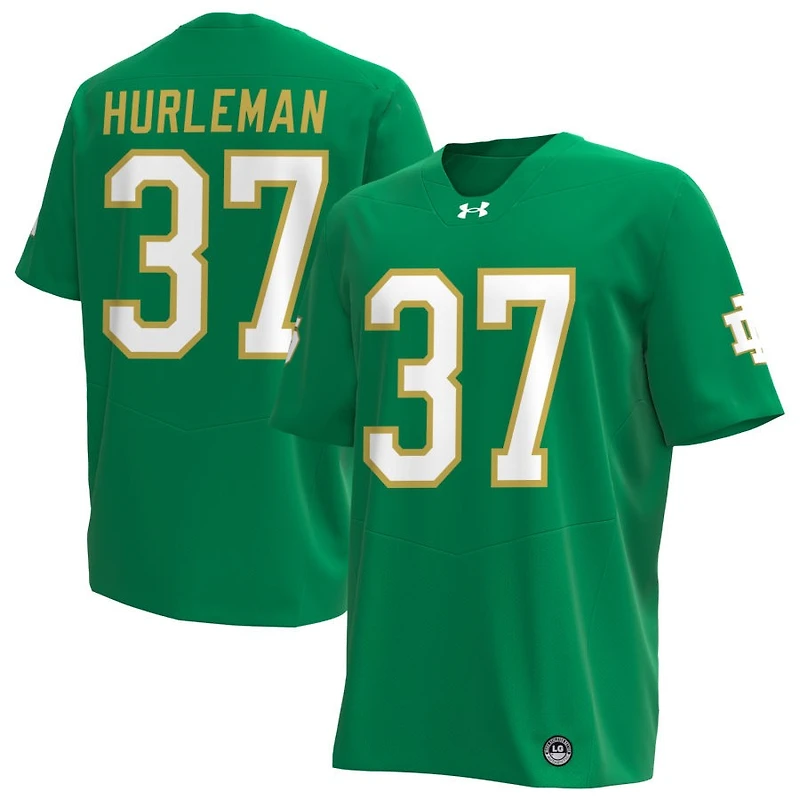 Max Hurleman Men's Under Armour Kelly Green Notre Dame Fighting Irish Alternate NIL Pick-A-Player Replica Football Jersey