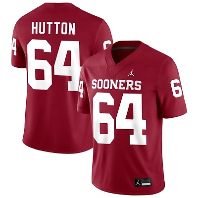 Sean Hutton Men's Jordan Brand Crimson Oklahoma Sooners NIL Pick-A-Player Football Replica Jersey