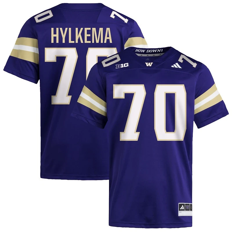 Justin Hylkema Men's adidas  Purple Washington Huskies NIL Pick-A-Player Home Premier Football Jersey