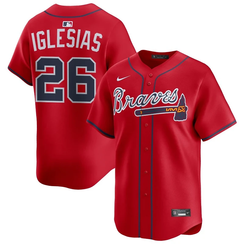 Raisel Iglesias Men's Nike Red Atlanta Braves Alternate Limited Custom Jersey