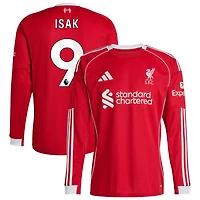 Alexander Isak Men's adidas  Red Liverpool 2025/26 Home Custom Replica Long Sleeve Jersey