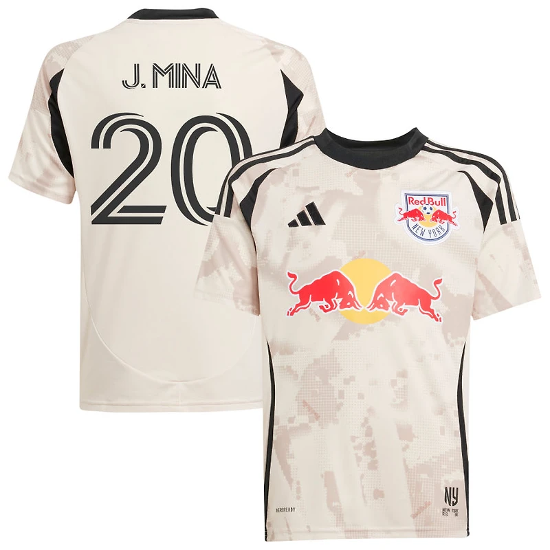 Juan J. Mina Youth adidas  Tan New York Red Bulls 2025 Stone Kit Replica Custom Jersey