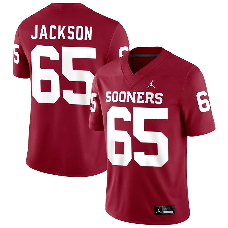 Jayden Jackson Men's Jordan Brand Crimson Oklahoma Sooners NIL Pick-A-Player Football Replica Jersey