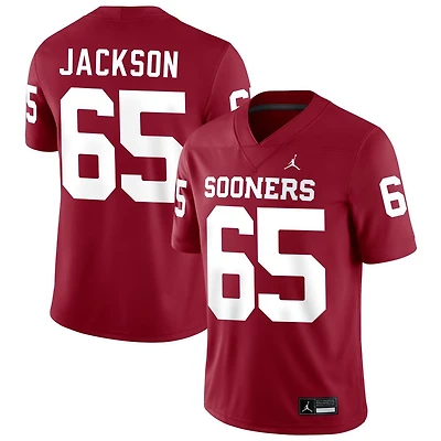 Jayden Jackson Men's Jordan Brand Crimson Oklahoma Sooners NIL Pick-A-Player Football Replica Jersey