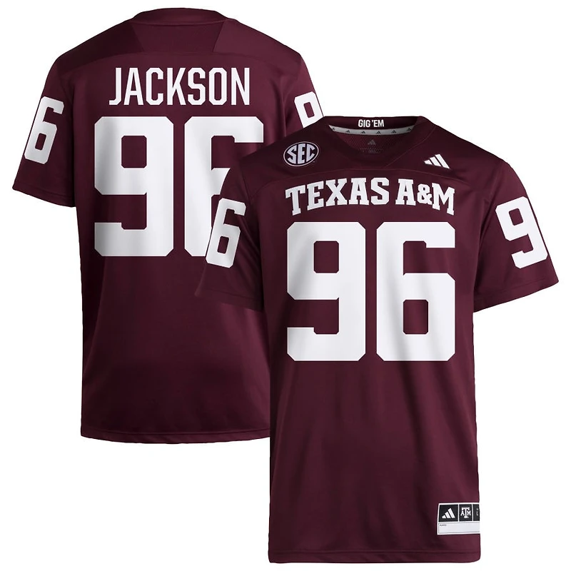 Nathan Jackson Men's adidas  Maroon Texas A&M Aggies NIL Pick-A-Player Home Premier Football Jersey