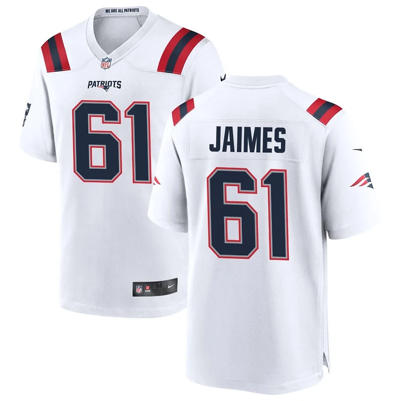 Brenden Jaimes Men's Nike White New England Patriots Custom Game Jersey