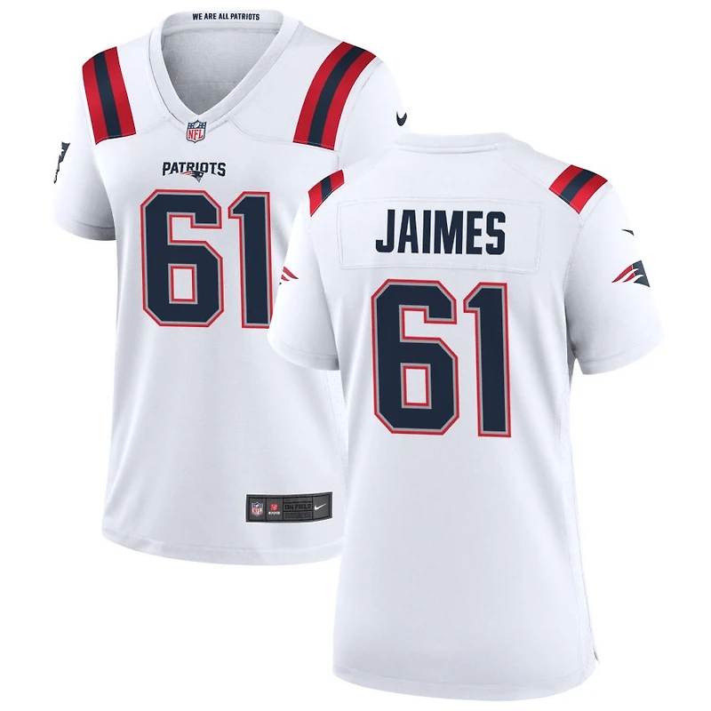 Brenden Jaimes Women's Nike New England Patriots White Custom Game Jersey