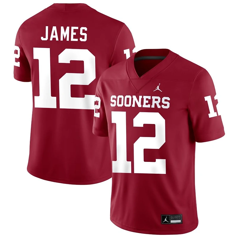 Marcus James Men's Jordan Brand Crimson Oklahoma Sooners NIL Pick-A-Player Football Replica Jersey