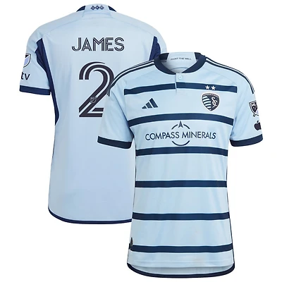 Ian James Men's adidas Light Blue Sporting Kansas City 2023 Hoops 4.0 Authentic Custom Jersey