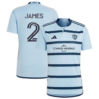 Ian James Men's adidas Light Blue Sporting Kansas City 2023 Hoops 4.0 Replica Custom Jersey