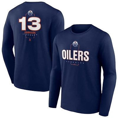 Men's Navy Edmonton Oilers Personalized Name & Number Midfielder Long Sleeve T-Shirt