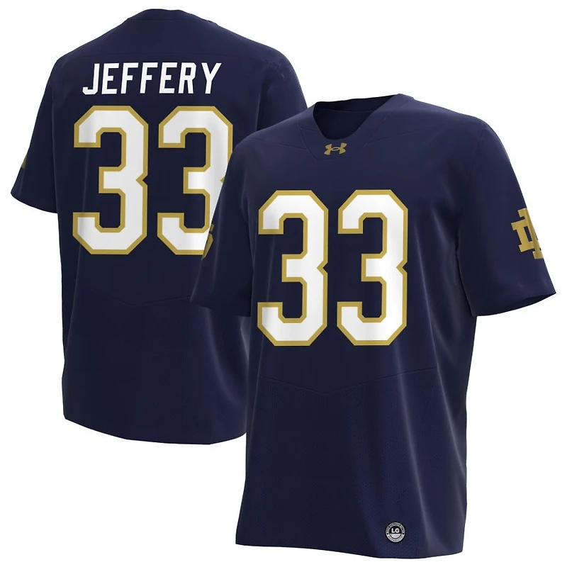 Matt Jeffery Men's Under Armour Navy Notre Dame Fighting Irish NIL Pick-A-Player Replica Football Jersey