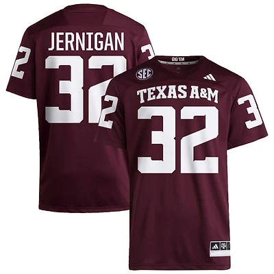 Tristan Jernigan Men's adidas  Maroon Texas A&M Aggies NIL Pick-A-Player Home Premier Football Jersey