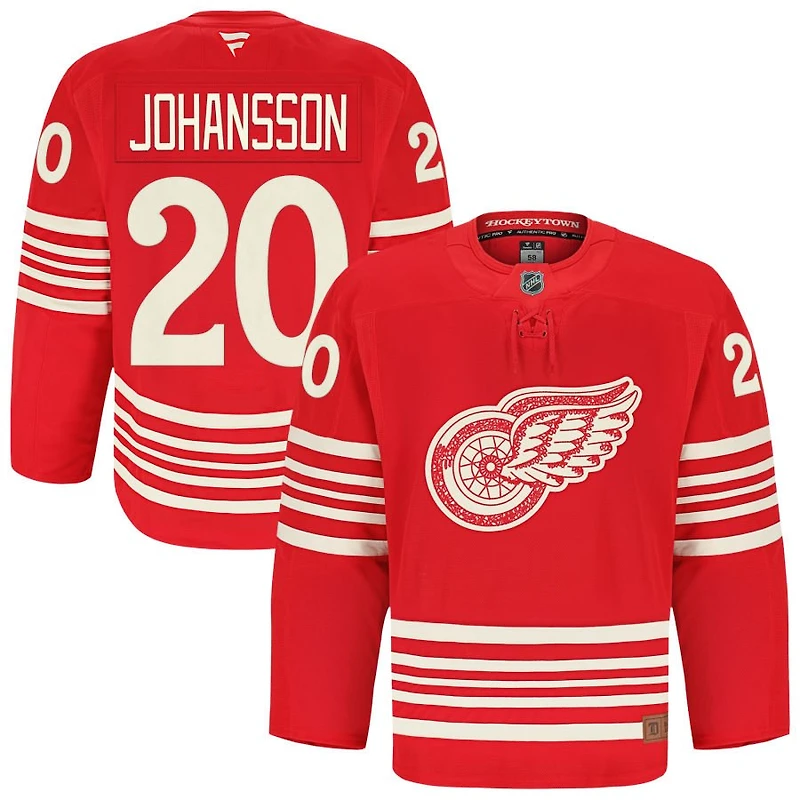 Albert Johansson Men's Fanatics Red Detroit Red Wings Anniversary Authentic Pro Custom Jersey