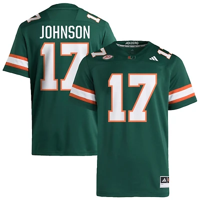 Tony Johnson Men's adidas  Green Miami Hurricanes NIL Pick-A-Player Alternate Premier Football Jersey
