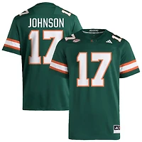 Tony Johnson Men's adidas  Green Miami Hurricanes NIL Pick-A-Player Alternate Premier Football Jersey