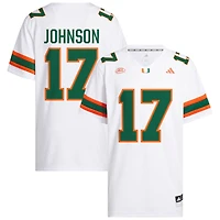 Tony Johnson Men's adidas  White Miami Hurricanes NIL Pick-A-Player White Premier Football Jersey