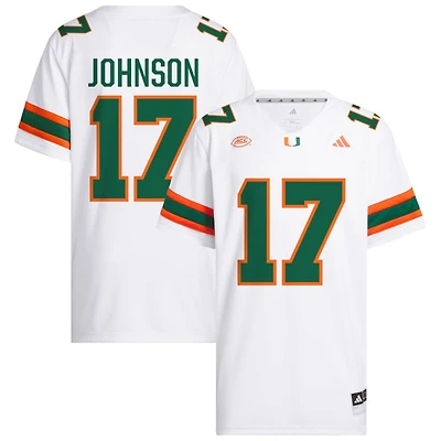 Tony Johnson Men's adidas  White Miami Hurricanes NIL Pick-A-Player White Premier Football Jersey