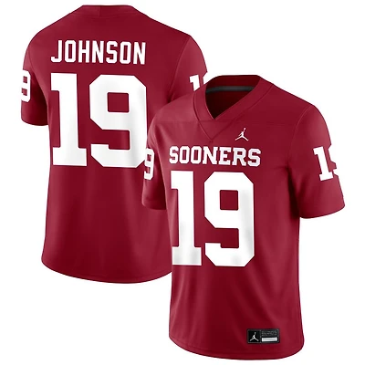Jacobe Johnson Men's Jordan Brand Crimson Oklahoma Sooners NIL Pick-A-Player Football Replica Jersey