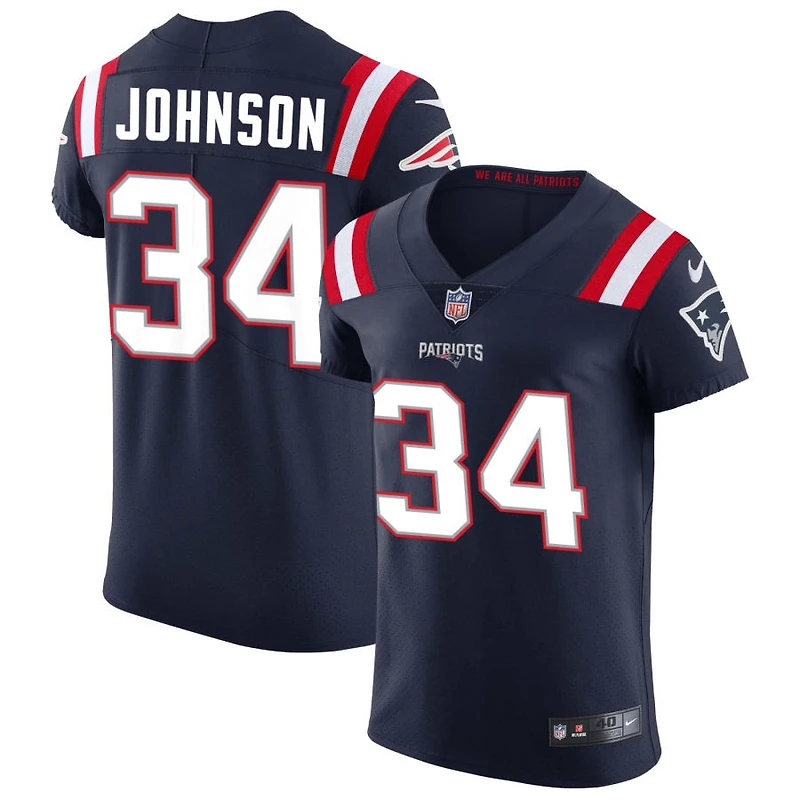 D'Ernest Johnson Men's Nike Navy New England Patriots Vapor Elite Custom Jersey