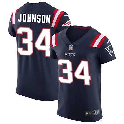 D'Ernest Johnson Men's Nike Navy New England Patriots Vapor Elite Custom Jersey