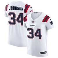 D'Ernest Johnson Men's Nike White New England Patriots Vapor Elite Custom Jersey
