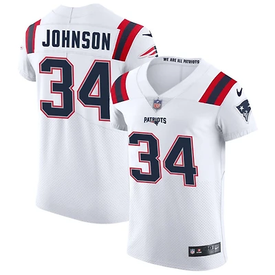 D'Ernest Johnson Men's Nike White New England Patriots Vapor Elite Custom Jersey