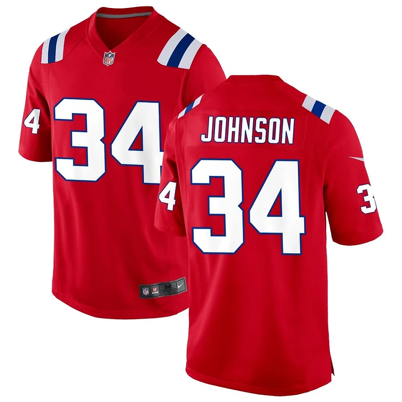 D'Ernest Johnson Men's Nike Red New England Patriots Alternate Custom Jersey