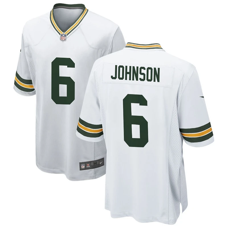 Kisean Johnson Men's Nike White Green Bay Packers Custom Game Jersey