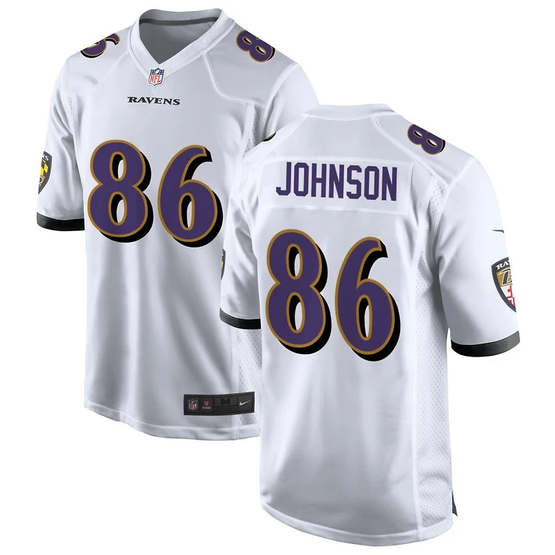 Cornelius Johnson Men's Nike White Baltimore Ravens Custom Game Jersey