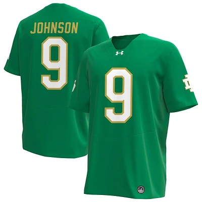 Tae Tae Johnson Men's Under Armour Kelly Green Notre Dame Fighting Irish Alternate NIL Pick-A-Player Replica Football Jersey