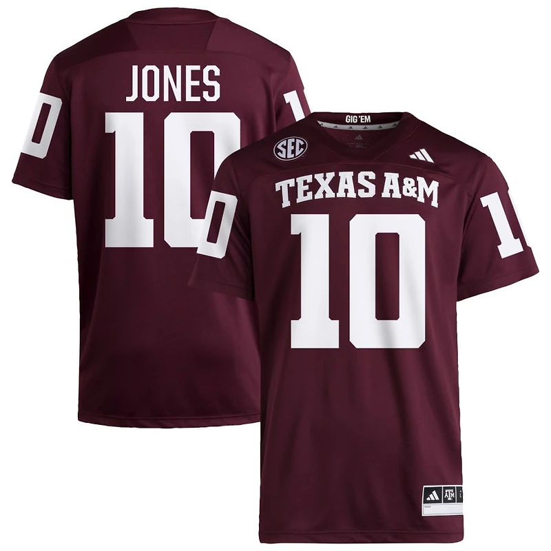 Marco Jones Men's adidas  Maroon Texas A&M Aggies NIL Pick-A-Player Home Premier Football Jersey