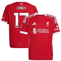 Curtis Jones Youth adidas  Red Liverpool 2025/26 Home Custom Replica Jersey