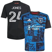 Dejuan Jones Youth adidas  Black San Jose Earthquakes 2025 Headliner Replica Custom Jersey