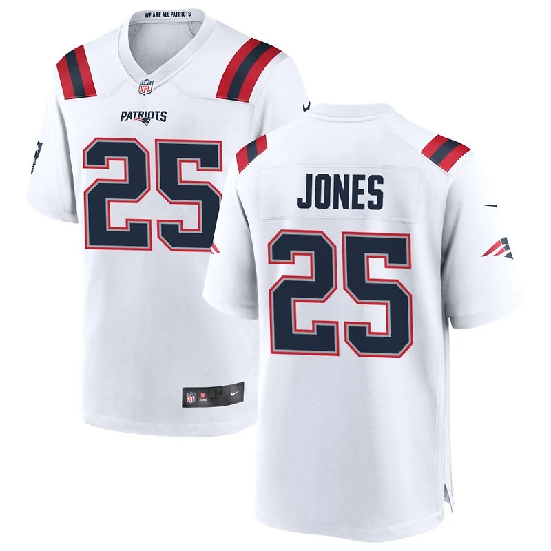 Marcus Jones Men's Nike White New England Patriots Custom Game Jersey